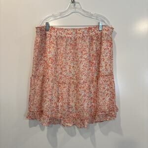 Ann Taylor Loft Floral Chiffon Tiered Pull‎ On Skirt Womens Size XL (1185)